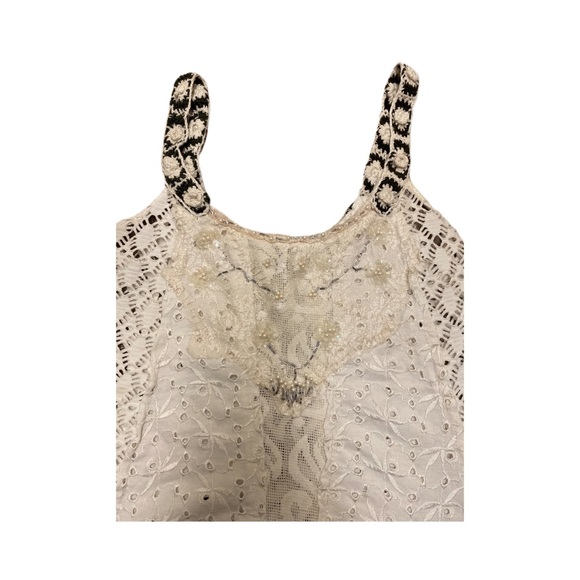 FREE PEOPLE cream crochet eyelet lace top - Picture 3 of 7